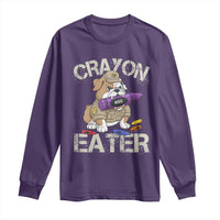 Crayon Eater Bulldog Long Sleeve Shirt Funny Military Gift with Combat Pup and MRE Crayon - Wonder Print Shop