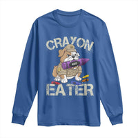 Crayon Eater Bulldog Long Sleeve Shirt Funny Military Gift with Combat Pup and MRE Crayon - Wonder Print Shop