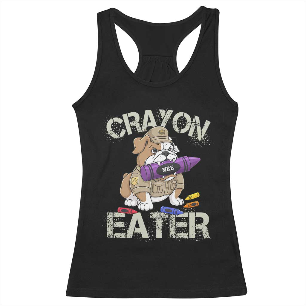 Crayon Eater Bulldog Racerback Tank Top Funny Military Gift with Combat Pup and MRE Crayon - Wonder Print Shop