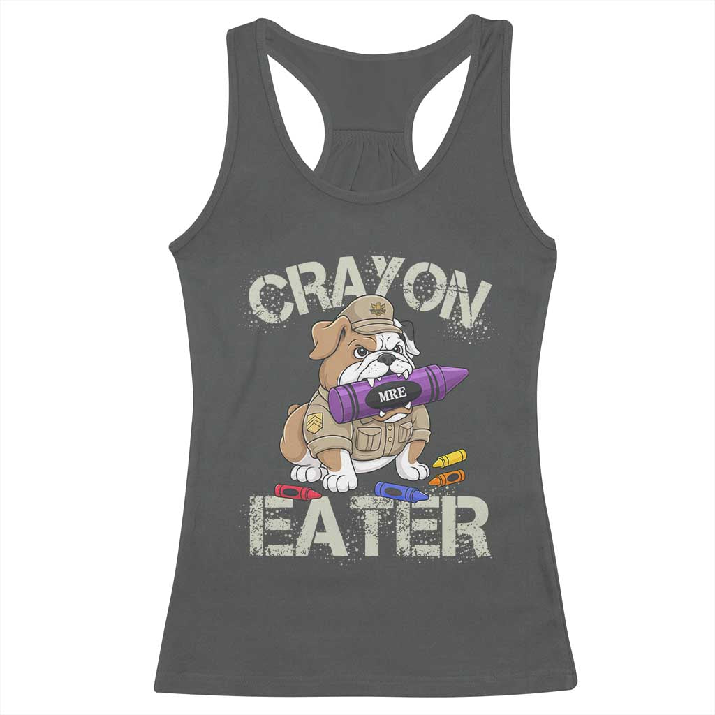 Crayon Eater Bulldog Racerback Tank Top Funny Military Gift with Combat Pup and MRE Crayon - Wonder Print Shop