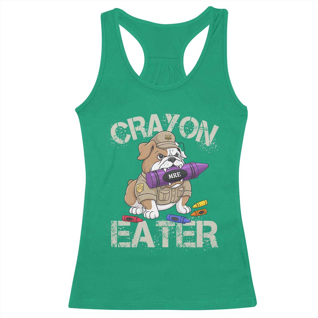 Crayon Eater Bulldog Racerback Tank Top Funny Military Gift with Combat Pup and MRE Crayon - Wonder Print Shop