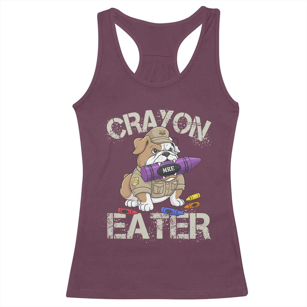 Crayon Eater Bulldog Racerback Tank Top Funny Military Gift with Combat Pup and MRE Crayon - Wonder Print Shop