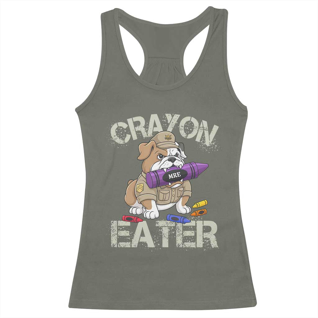 Crayon Eater Bulldog Racerback Tank Top Funny Military Gift with Combat Pup and MRE Crayon - Wonder Print Shop