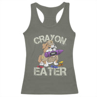Crayon Eater Bulldog Racerback Tank Top Funny Military Gift with Combat Pup and MRE Crayon - Wonder Print Shop