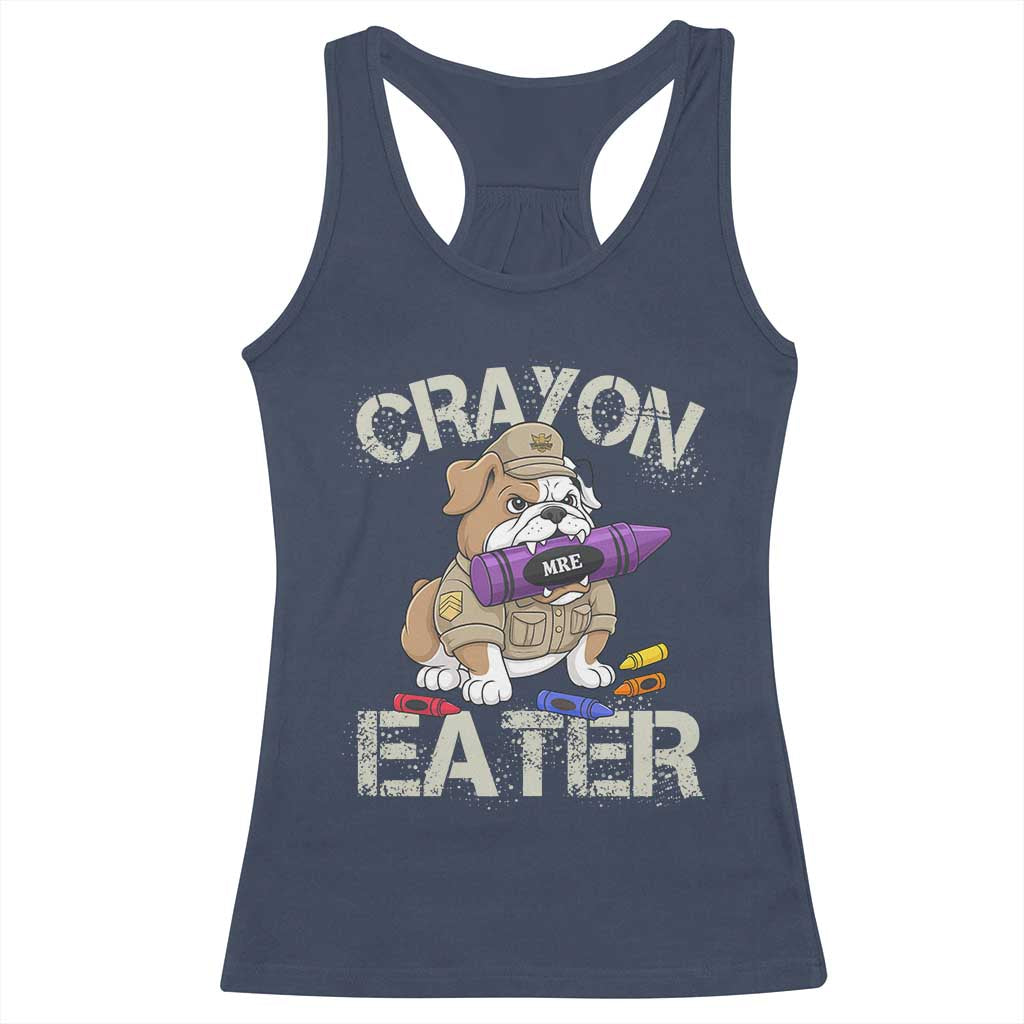 Crayon Eater Bulldog Racerback Tank Top Funny Military Gift with Combat Pup and MRE Crayon - Wonder Print Shop