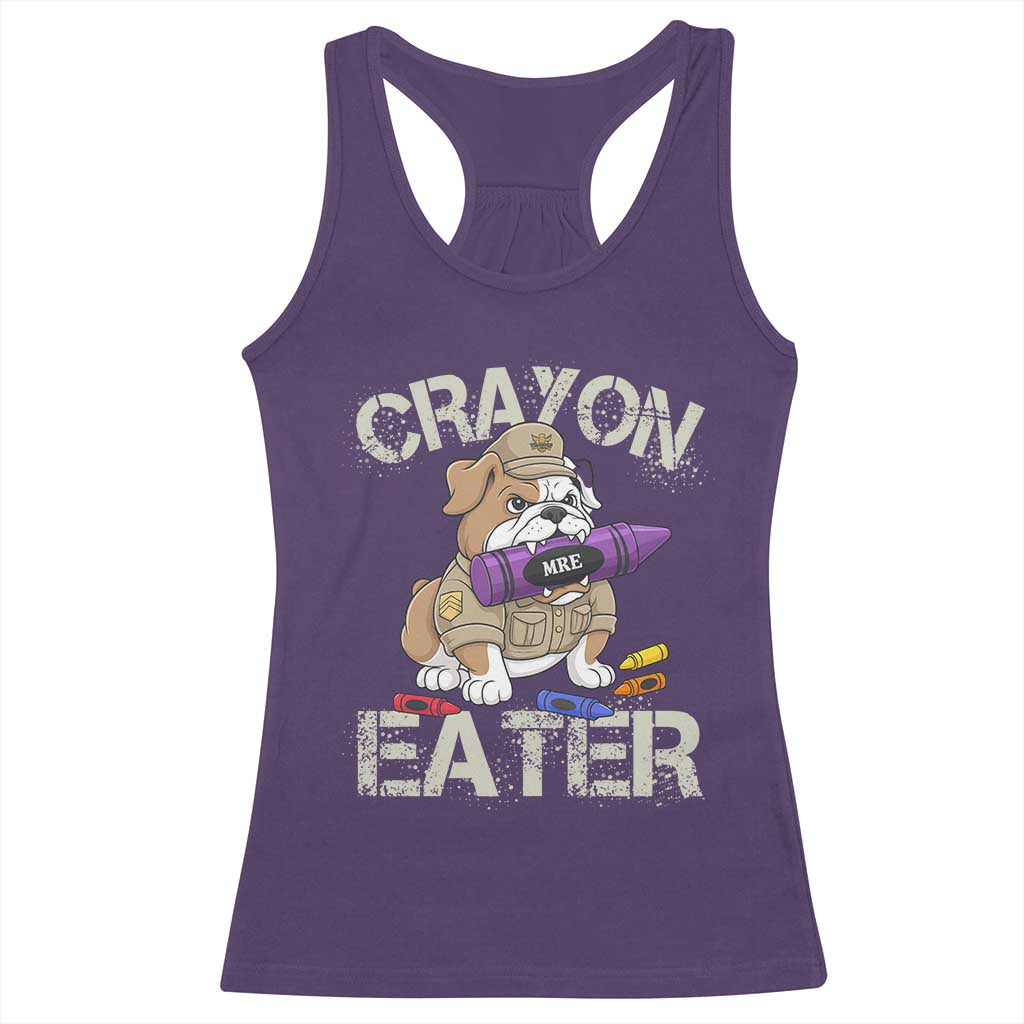 Crayon Eater Bulldog Racerback Tank Top Funny Military Gift with Combat Pup and MRE Crayon - Wonder Print Shop