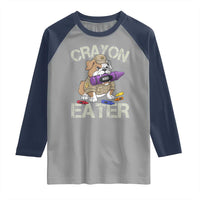 Crayon Eater Bulldog Raglan Shirt Funny Military Gift with Combat Pup and MRE Crayon - Wonder Print Shop