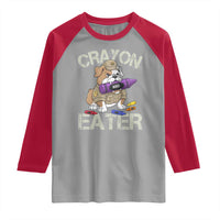 Crayon Eater Bulldog Raglan Shirt Funny Military Gift with Combat Pup and MRE Crayon - Wonder Print Shop