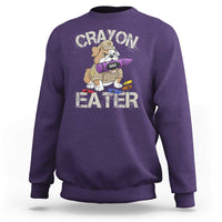 Crayon Eater Bulldog Sweatshirt Funny Military Gift with Combat Pup and MRE Crayon - Wonder Print Shop