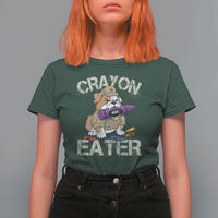 Crayon Eater Bulldog T Shirt For Women Funny Military Gift with Combat Pup and MRE Crayon - Wonder Print Shop
