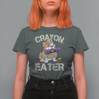 Crayon Eater Bulldog T Shirt For Women Funny Military Gift with Combat Pup and MRE Crayon - Wonder Print Shop