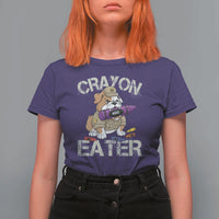 Crayon Eater Bulldog T Shirt For Women Funny Military Gift with Combat Pup and MRE Crayon - Wonder Print Shop