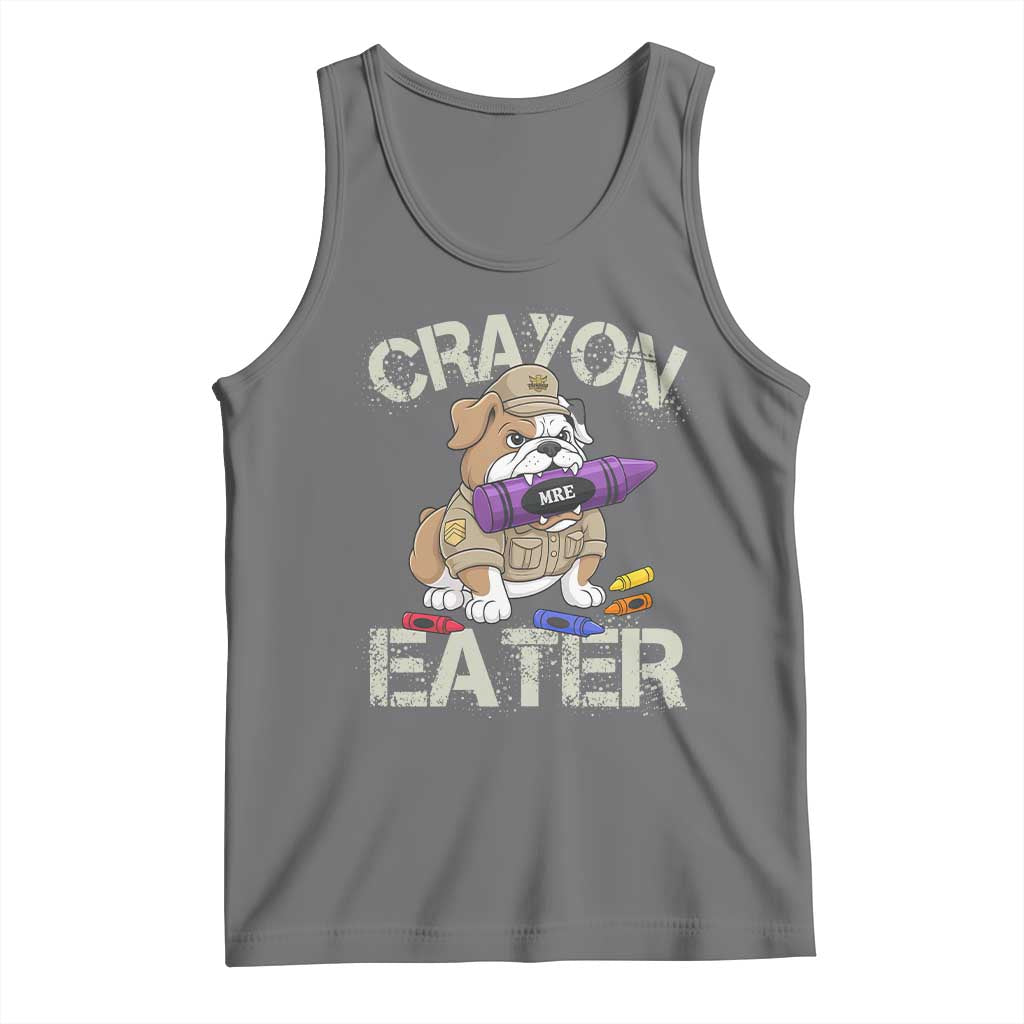 Crayon Eater Bulldog Tank Top Funny Military Gift with Combat Pup and MRE Crayon - Wonder Print Shop