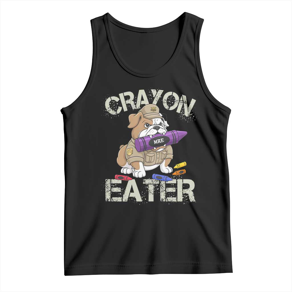 Crayon Eater Bulldog Tank Top Funny Military Gift with Combat Pup and MRE Crayon - Wonder Print Shop