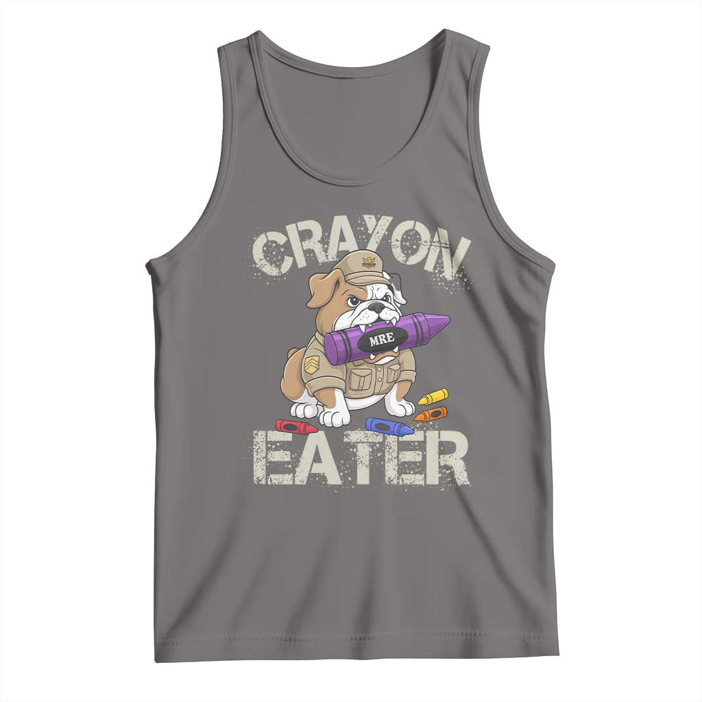 Crayon Eater Bulldog Tank Top Funny Military Gift with Combat Pup and MRE Crayon - Wonder Print Shop