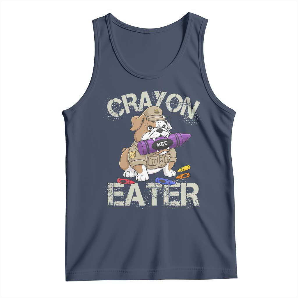 Crayon Eater Bulldog Tank Top Funny Military Gift with Combat Pup and MRE Crayon - Wonder Print Shop