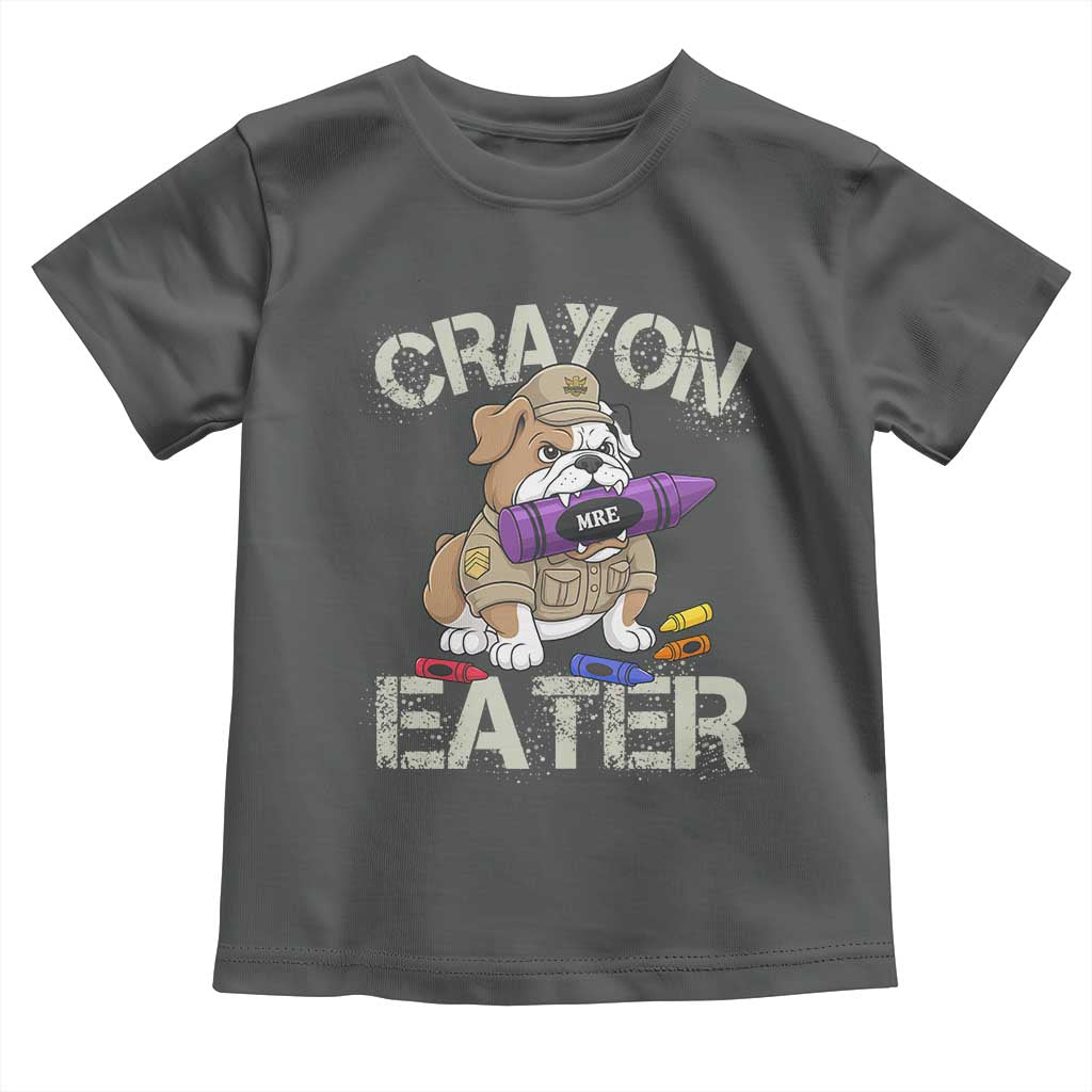 Crayon Eater Bulldog Toddler T Shirt Funny Military Gift with Combat Pup and MRE Crayon - Wonder Print Shop