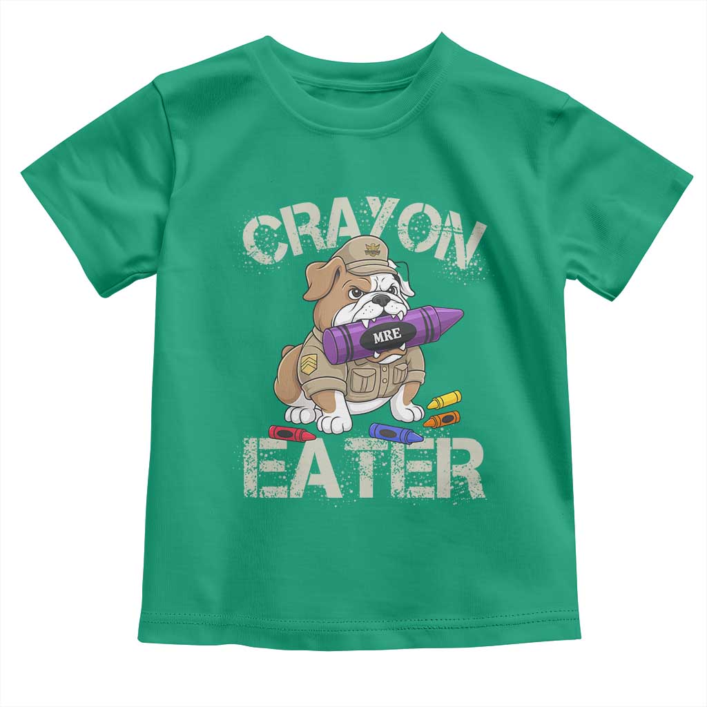 Crayon Eater Bulldog Toddler T Shirt Funny Military Gift with Combat Pup and MRE Crayon - Wonder Print Shop