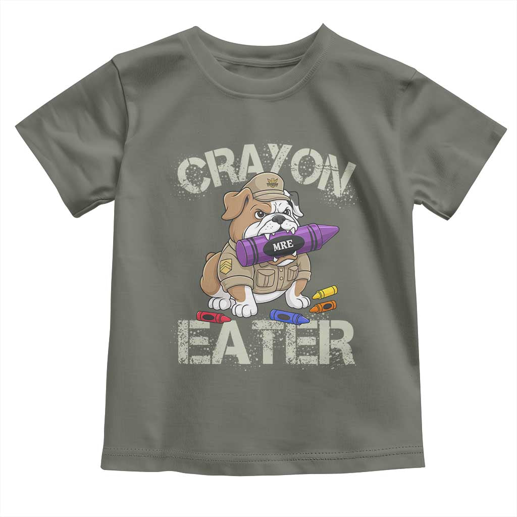 Crayon Eater Bulldog Toddler T Shirt Funny Military Gift with Combat Pup and MRE Crayon - Wonder Print Shop