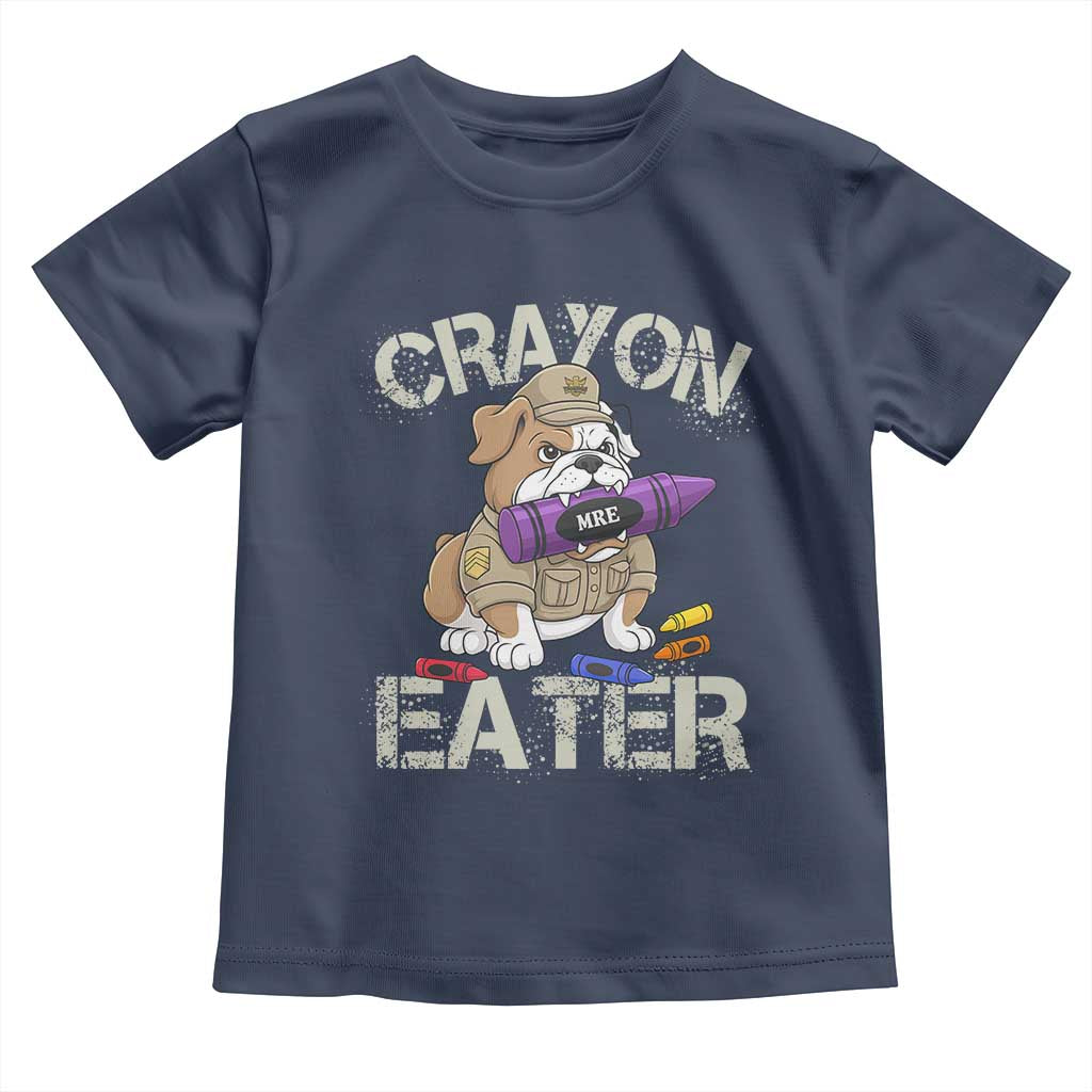 Crayon Eater Bulldog Toddler T Shirt Funny Military Gift with Combat Pup and MRE Crayon - Wonder Print Shop