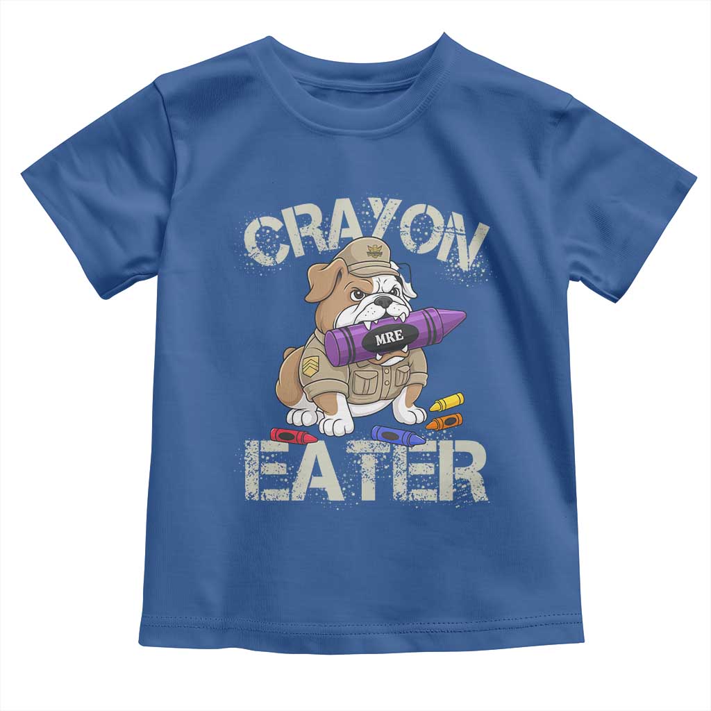 Crayon Eater Bulldog Toddler T Shirt Funny Military Gift with Combat Pup and MRE Crayon - Wonder Print Shop
