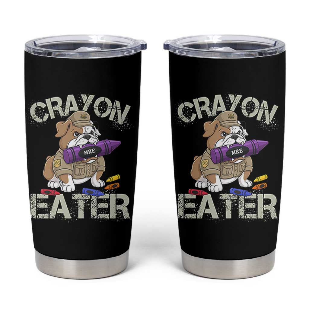 Crayon Eater Bulldog Tumbler Cup Funny Military Gift with Combat Pup and MRE Crayon - Wonder Print Shop