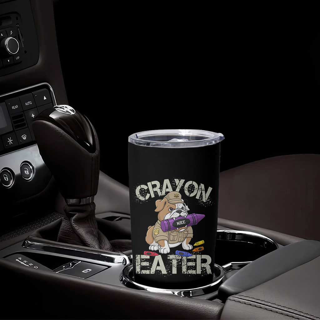 Crayon Eater Bulldog Tumbler Cup Funny Military Gift with Combat Pup and MRE Crayon - Wonder Print Shop