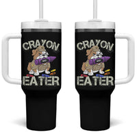 Crayon Eater Bulldog Tumbler With Handle Funny Military Gift with Combat Pup and MRE Crayon - Wonder Print Shop