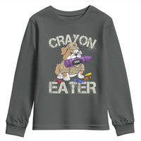 Crayon Eater Bulldog Youth Sweatshirt Funny Military Gift with Combat Pup and MRE Crayon - Wonder Print Shop