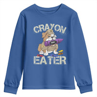 Crayon Eater Bulldog Youth Sweatshirt Funny Military Gift with Combat Pup and MRE Crayon - Wonder Print Shop