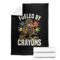Fueled by Crayons Bulldog Soldier Throw Blanket Funny Combat Veteran Crayon Launcher - Wonder Print Shop