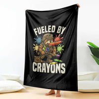Fueled by Crayons Bulldog Soldier Throw Blanket Funny Combat Veteran Crayon Launcher - Wonder Print Shop