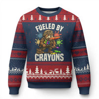 Fueled by Crayons Bulldog Soldier Ugly Christmas Sweater Funny Combat Veteran Crayon Launcher - Wonder Print Shop