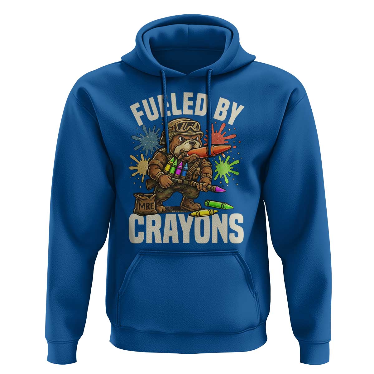 Fueled by Crayons Bulldog Soldier Hoodie Funny Combat Veteran Crayon Launcher - Wonder Print Shop