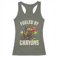 Fueled by Crayons Bulldog Soldier Racerback Tank Top Funny Combat Veteran Crayon Launcher - Wonder Print Shop