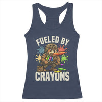 Fueled by Crayons Bulldog Soldier Racerback Tank Top Funny Combat Veteran Crayon Launcher - Wonder Print Shop