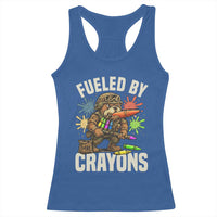 Fueled by Crayons Bulldog Soldier Racerback Tank Top Funny Combat Veteran Crayon Launcher - Wonder Print Shop