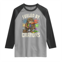 Fueled by Crayons Bulldog Soldier Raglan Shirt Funny Combat Veteran Crayon Launcher - Wonder Print Shop