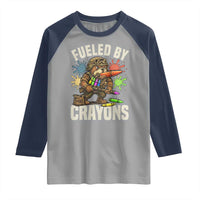 Fueled by Crayons Bulldog Soldier Raglan Shirt Funny Combat Veteran Crayon Launcher - Wonder Print Shop