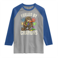 Fueled by Crayons Bulldog Soldier Raglan Shirt Funny Combat Veteran Crayon Launcher - Wonder Print Shop
