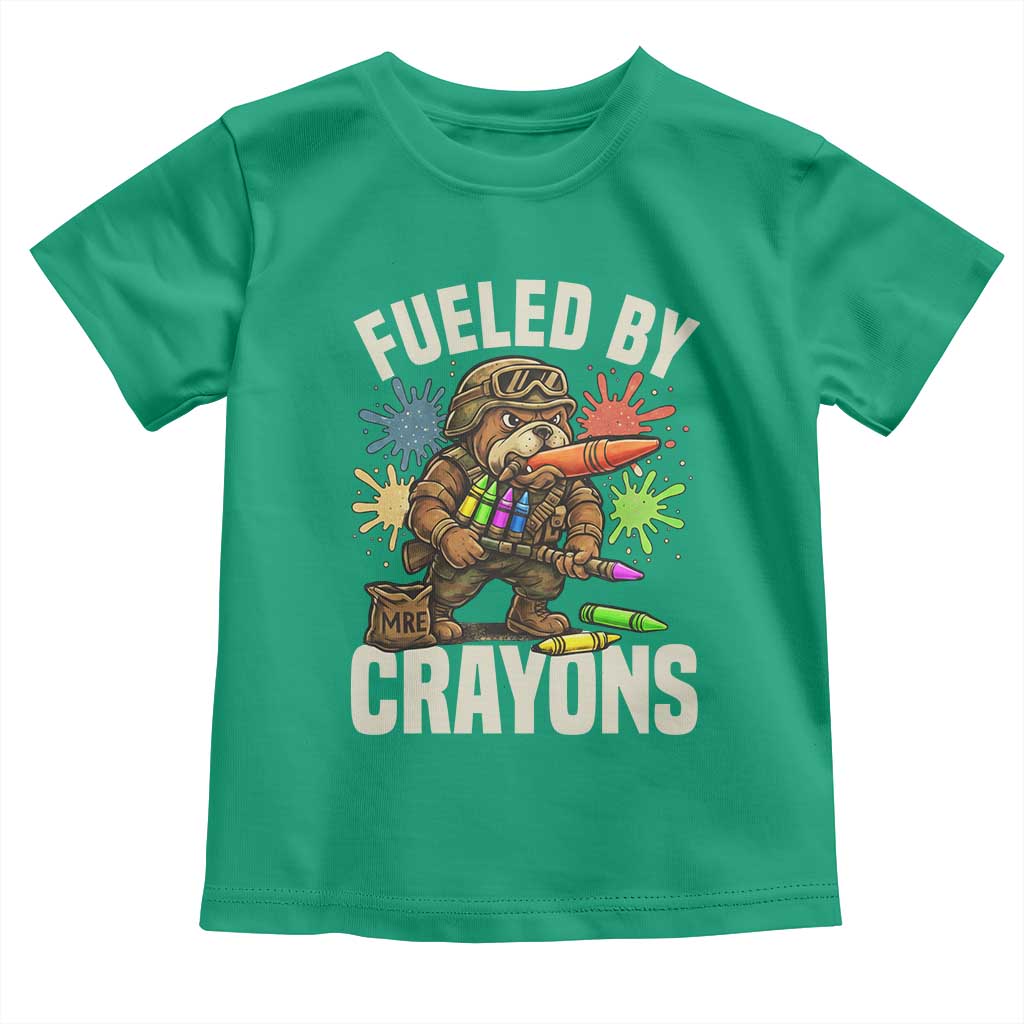 Fueled by Crayons Bulldog Soldier Toddler T Shirt Funny Combat Veteran Crayon Launcher - Wonder Print Shop