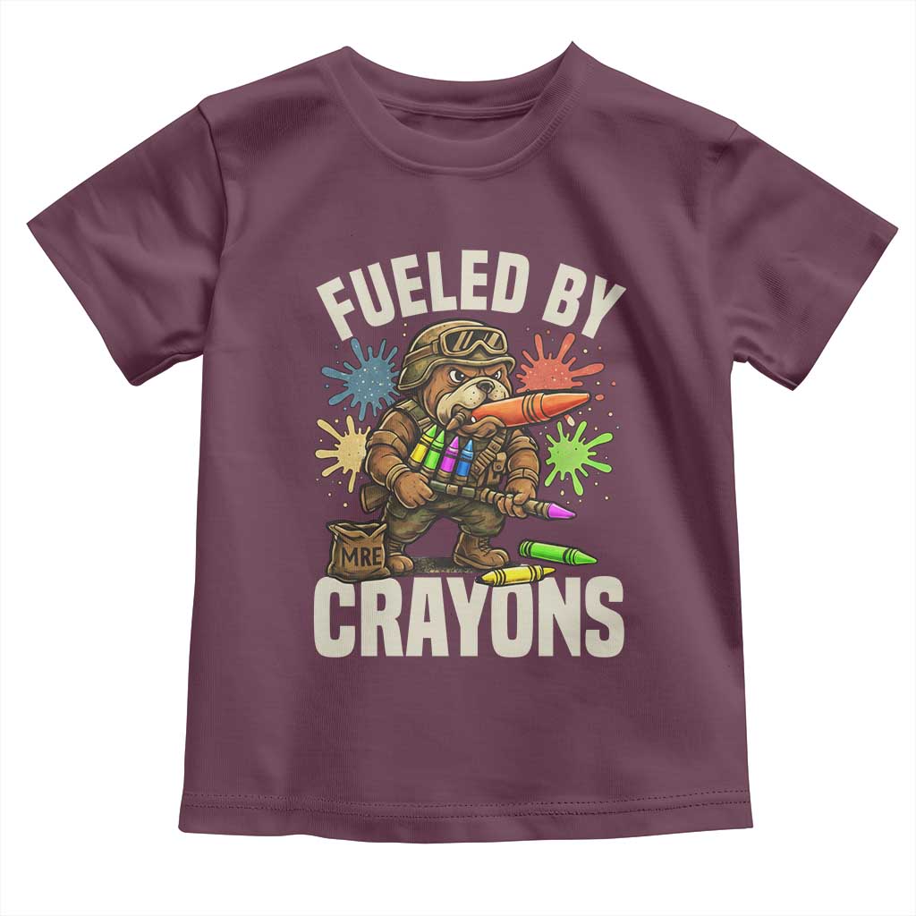 Fueled by Crayons Bulldog Soldier Toddler T Shirt Funny Combat Veteran Crayon Launcher - Wonder Print Shop