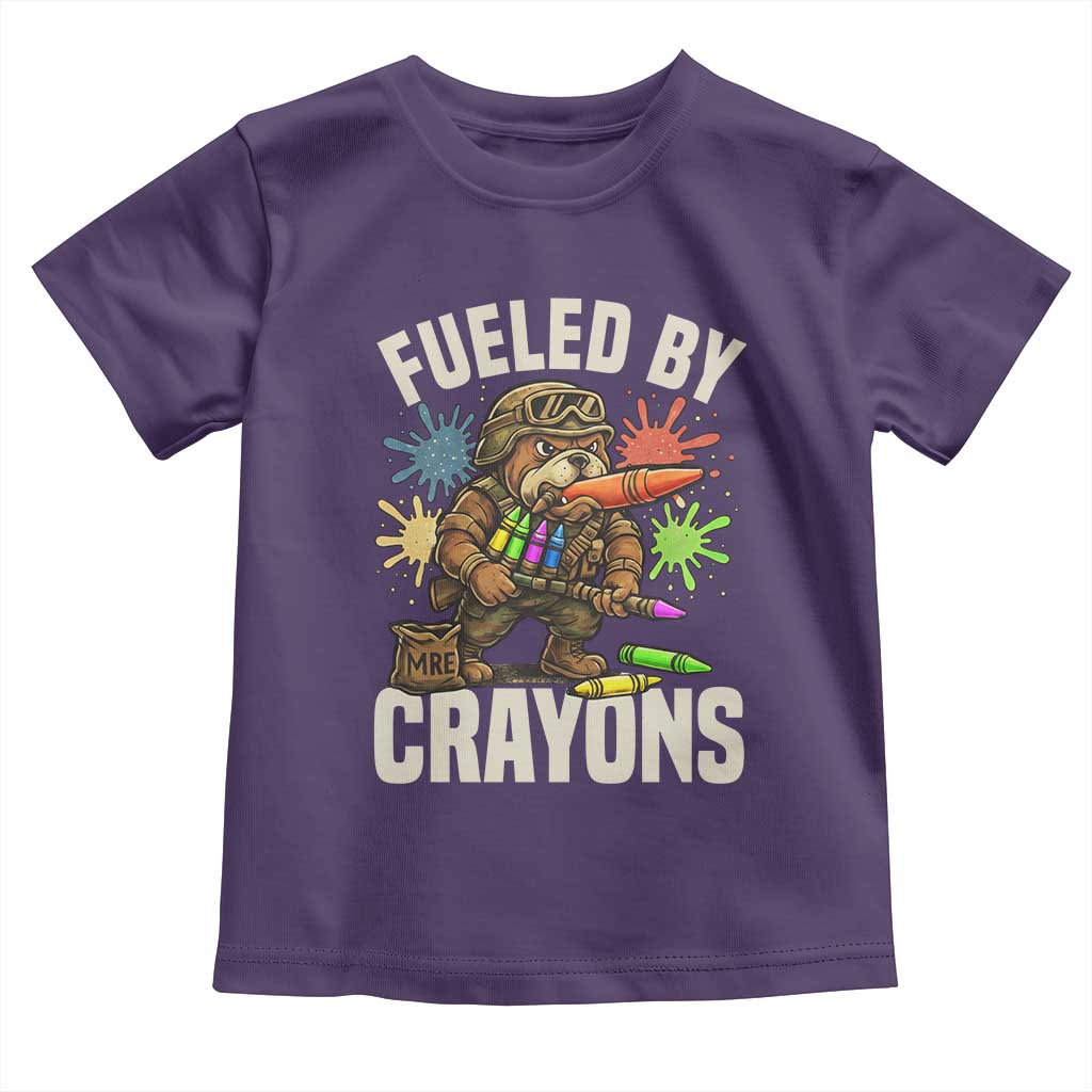 Fueled by Crayons Bulldog Soldier Toddler T Shirt Funny Combat Veteran Crayon Launcher - Wonder Print Shop