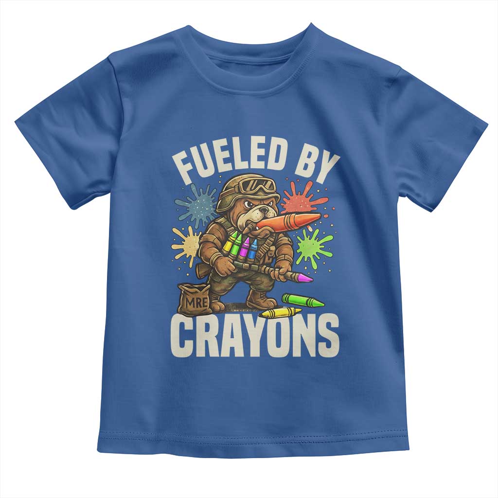 Fueled by Crayons Bulldog Soldier Toddler T Shirt Funny Combat Veteran Crayon Launcher - Wonder Print Shop