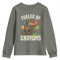 Fueled by Crayons Bulldog Soldier Youth Sweatshirt Funny Combat Veteran Crayon Launcher - Wonder Print Shop