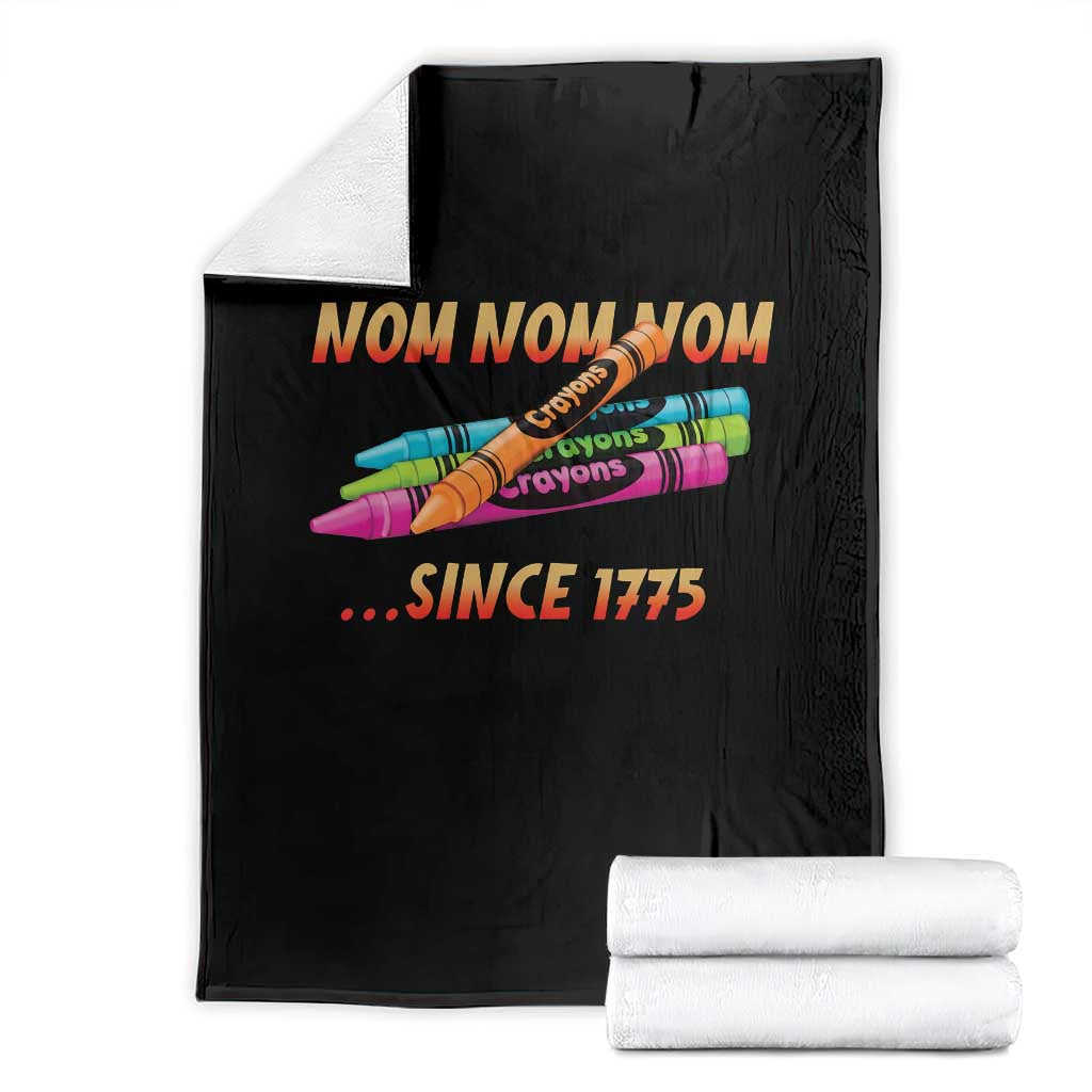 Nom Nom Nom Crayons Throw Blanket Since 1775 Funny Military Joke Veterans - Wonder Print Shop