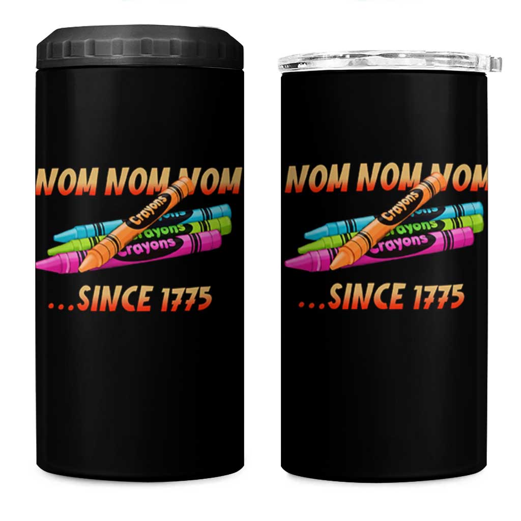 Nom Nom Nom Crayons 4 in 1 Can Cooler Tumbler Since 1775 Funny Military Joke Veterans - Wonder Print Shop