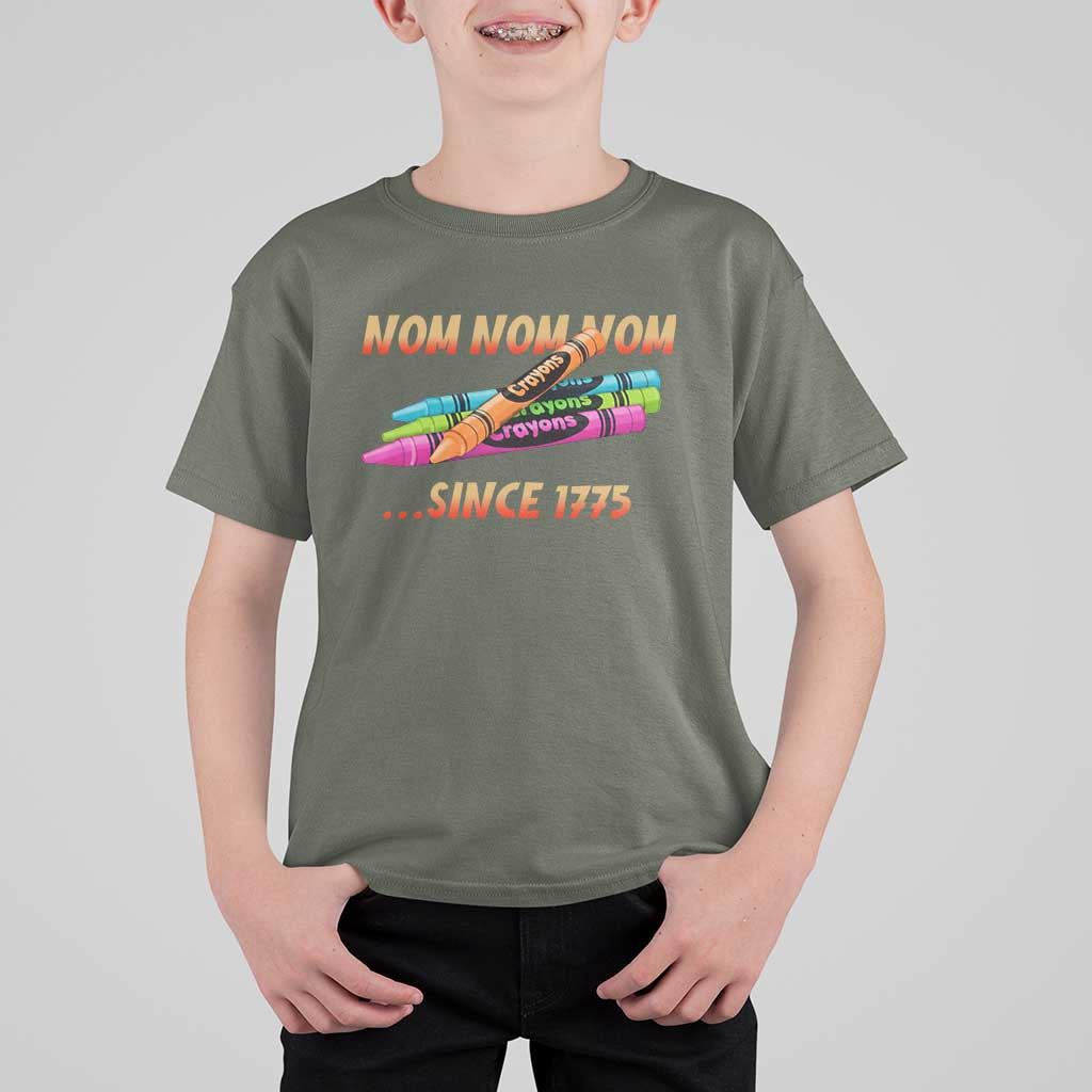 Nom Nom Nom Crayons T Shirt For Kid Since 1775 Funny Military Joke Veterans - Wonder Print Shop