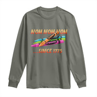 Nom Nom Nom Crayons Long Sleeve Shirt Since 1775 Funny Military Joke Veterans - Wonder Print Shop