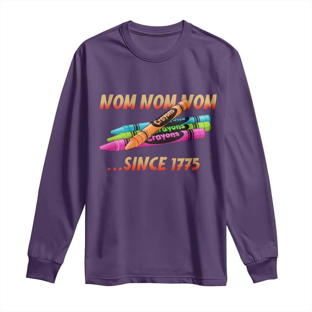 Nom Nom Nom Crayons Long Sleeve Shirt Since 1775 Funny Military Joke Veterans - Wonder Print Shop